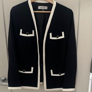 Kasper Women's Black Blazer with White Trim